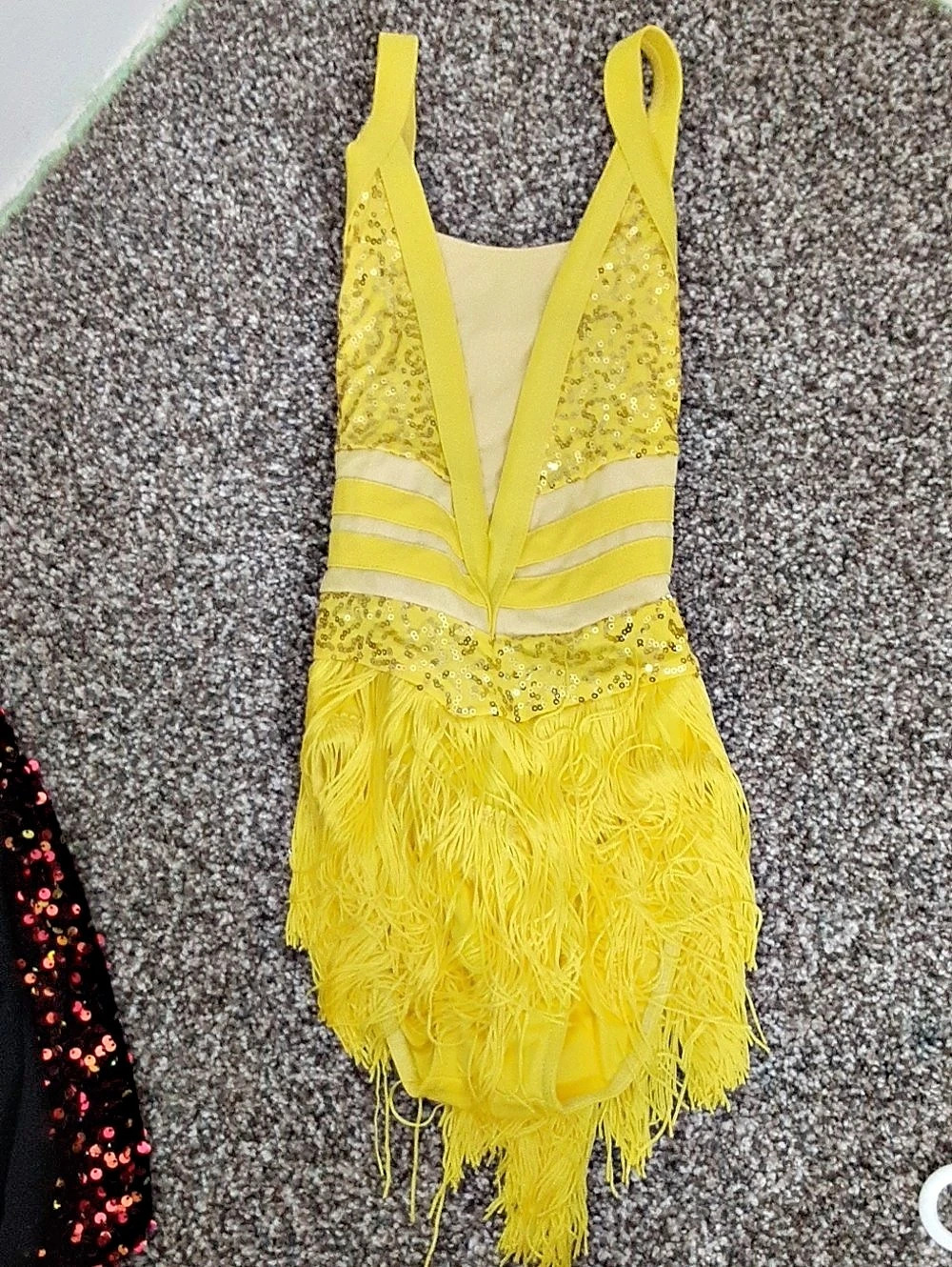 Weissman Yellow Sequin Fringe Jazz Costume